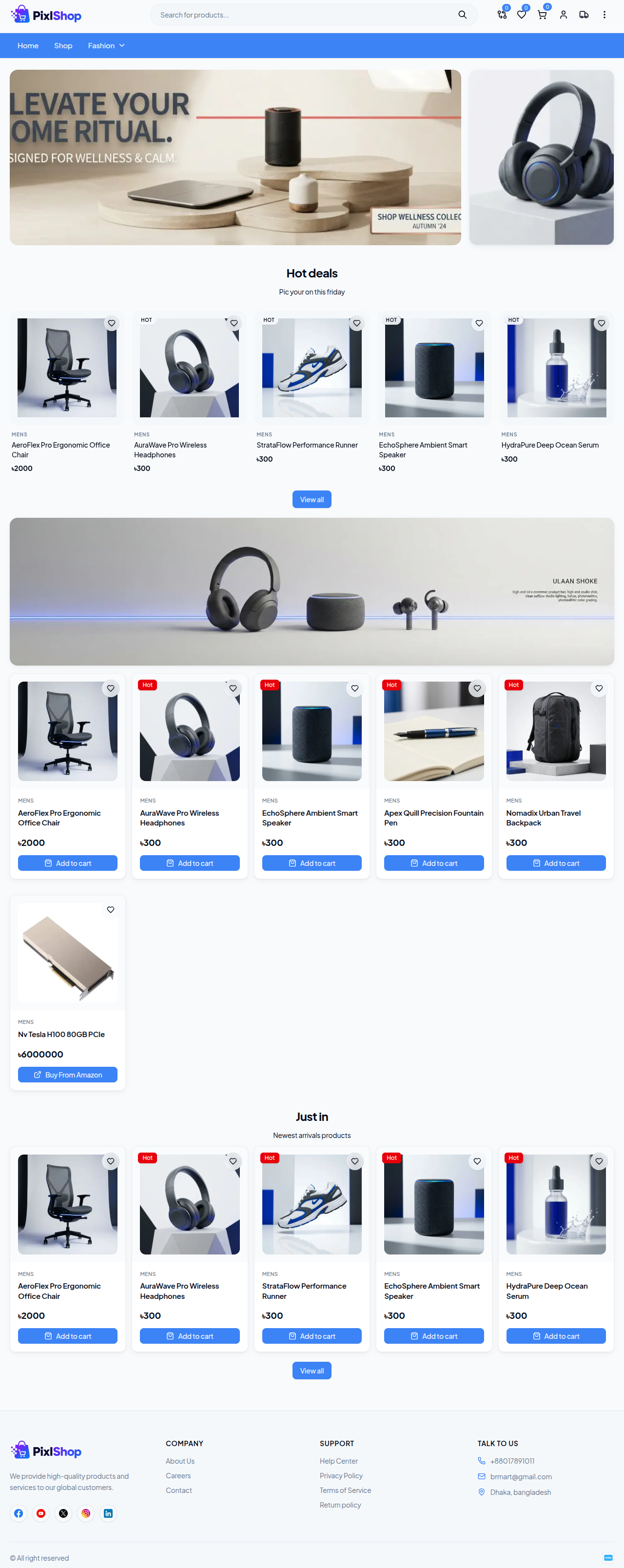 PixlShop Flagship Store — Modern Ecommerce Storefront built with Pixlcart