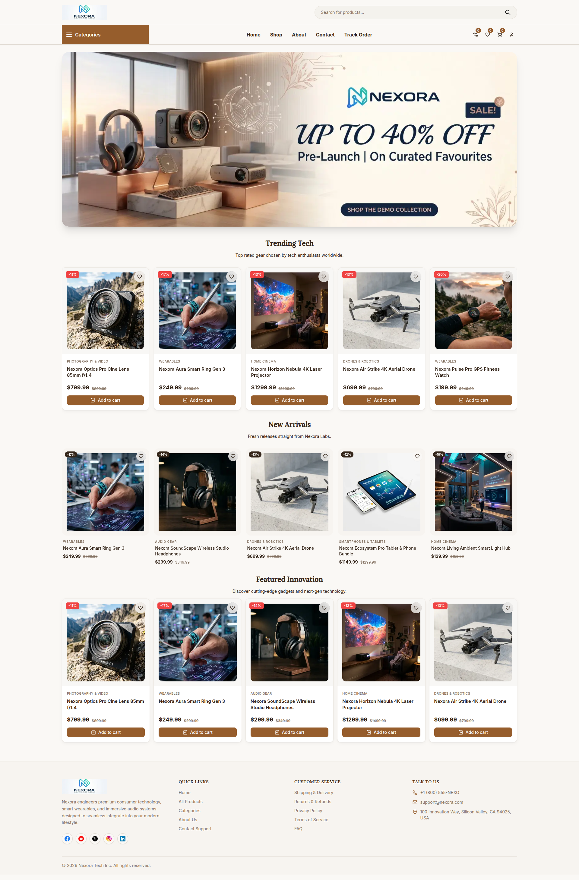 Nexora Tech & Gadgets — Modern Ecommerce Storefront built with Pixlcart