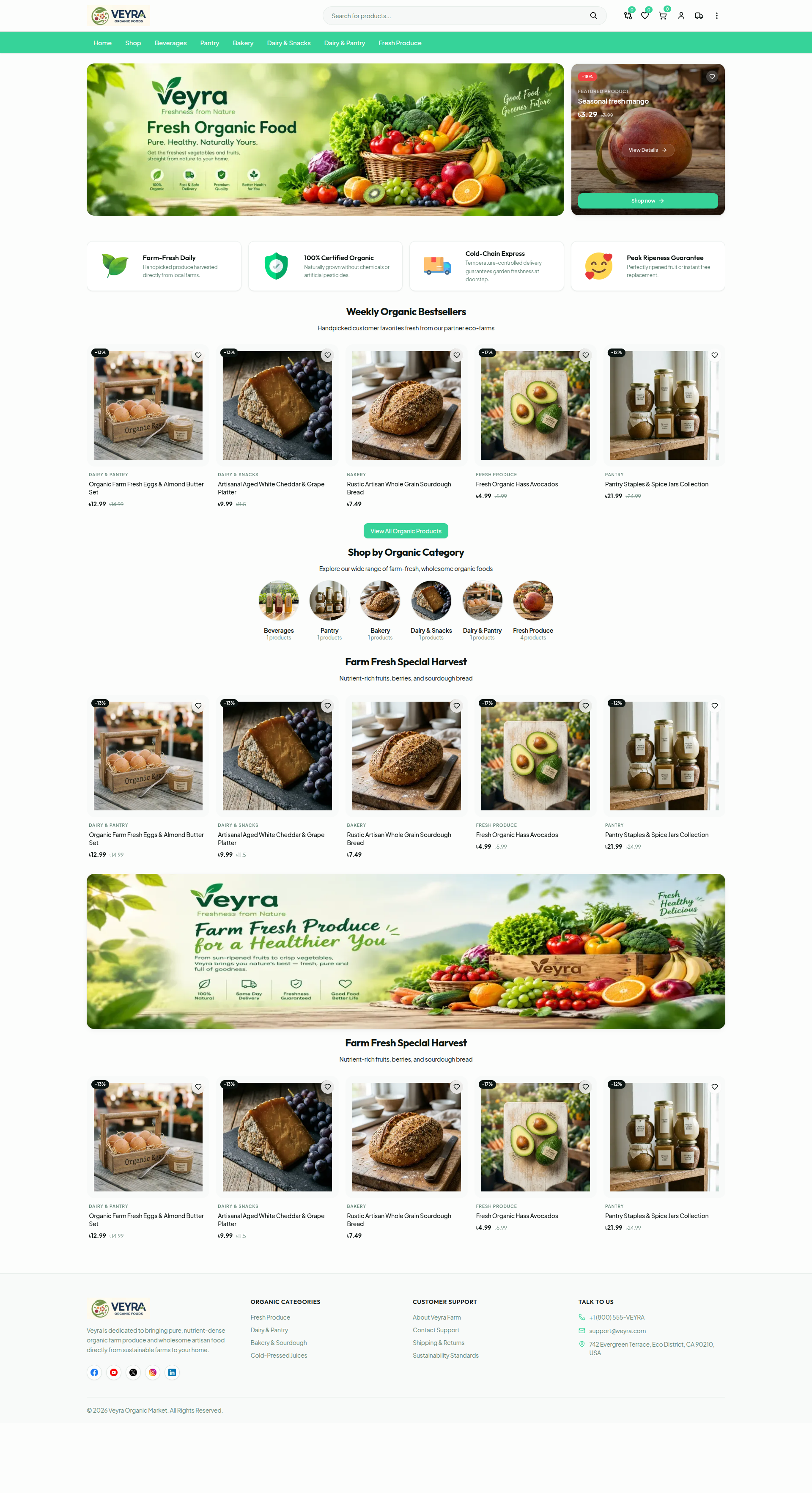 Veyra Organic Market — Modern Ecommerce Storefront built with Pixlcart